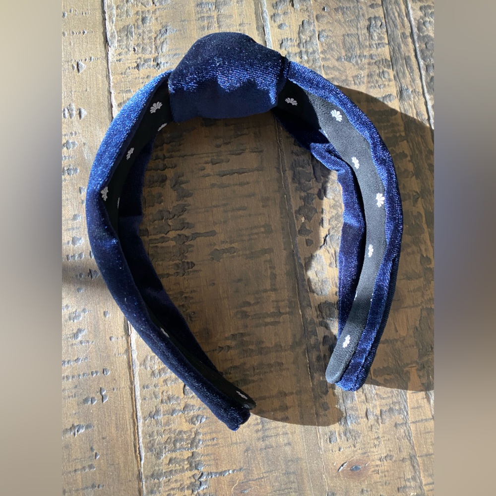 Lele Sadoughi Navy Velvet Knot Headband | Bestseller | Comfortable Wide Band - Picture 10 of 14